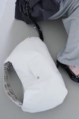 EYELET LEATHER BAG -WHITE