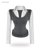 Nancy Layered Shirt Top (2color)