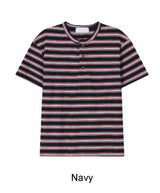 Roan Striped Henley Neck Short Sleeve Tee