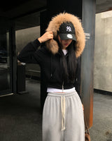 [ORIGINAL] POE Fur Hood 2-Way Zip-Up Hoodie
