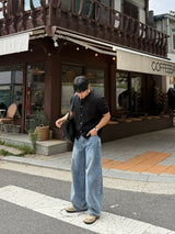 バックカットバルーンデニムパンツ