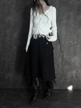 distressed fringe knit cardigan (2color)