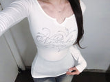 ローズ レタリング スリムフィット Tシャツ