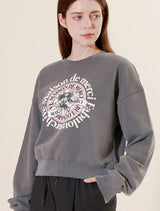 Women's Lees Pigment スモーキー クロップド スウェットシャツ チャコール (FCF1TS207W)