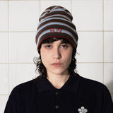 LOGO STRIPE BEANIE / BRICK
