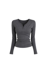 [Best!] Button ribbed t-shirt