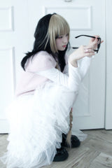 Angora Half-Puff Short-Sleeved Knitwear (2color)