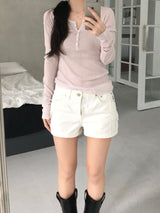 ボタン長袖Tシャツ (2 colors)