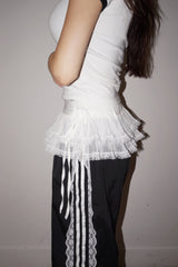 Black lace line sweatpants