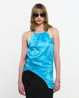 Two Tone Ribbon Paisely Halter-neck Top _ SKYBLUE