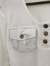 Two-Pocket Slim Button Tee