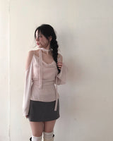 romang drape cut off-shoulder bl tie set