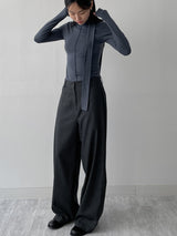 [Brushed Lining] Tie Pintuck Turtleneck T-Shirt