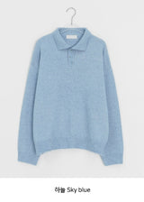 Huble Color Button Wool Collar Over Knit