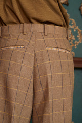 WOOL CHECK SLACKS / BEIGE