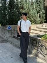 Dope two-tuck wide diagonal slacks