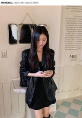 #Simple Leather Overfit Leather Jacket (2color)