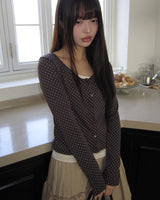 Seka Dot Crop Basic Cardigan