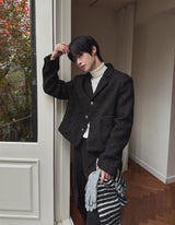 フラットクロップドツイードジャケット