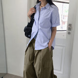 Sokit Stripe Oversized Fit Short Sleeve Shirt
