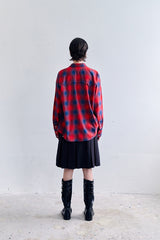 SILVER BUTTON CHECKED  SHIRT IN RED