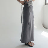 [Lunave] Eyelet Shirring Layered Maxi Long Skirt - 2 Colors
