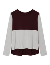 BACK RIBBON T-SHIRT(GREY BURGUNDY)