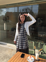 Low Check Pleated Dress (2color)