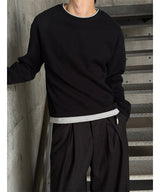 [Unisex] クロップレイヤードラウンドニット(3color)