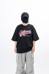 カリフォルニアビンテージクラックプリントショートスリーブTシャツ