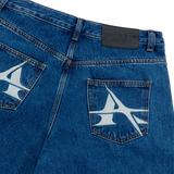 25SS POINT LOGO POCKET DENIM SHORT PANTS BLUE