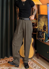 One-Tuck Semi-Banded Cotton Pants 3COLOR