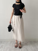 Pleated Tie-neck Short Sleeve T-shirt