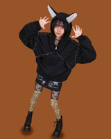 devil stud hood zip-up (2color)