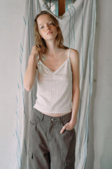 T/T アイレット シャーリング ニット トップ (white)
