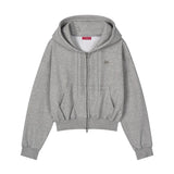 Logo Crop Hoodie Zip Up (26FOU-HDZP04)