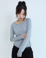 ステッチTシャツ - グレー