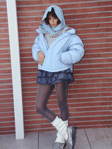 CURVE LINE COLLARED DOWN PUFFER (SKY BLUE)