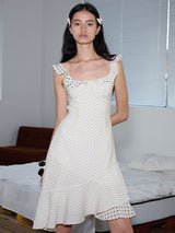 rirri 25SS New Arrival Polka Dot Slim-Fit Resort-Style Flounce Hem Dress