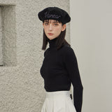 VARZAR Cursive Logo Wool Beret / Black