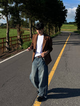 Beldin Pintuck Wide Denim Pants S M L (2 Colors)