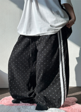 KOREAN/HIGH QUALITY 🤎 TRACK DOT WIDE SEMI BALLOON LONG PANTS 🤎🖤🐣💚 - 6 COLORS