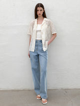 (PT-5674)SIDE BLEACH STRAIGHT JEAN