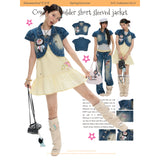 BETWEENAND Summer Retro Minimalist Denim Vest, Short-Sleeve Top for Women – New 2026 Outerwear with Free Badge