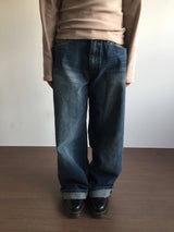 [MD Pick] ティールピーチフリースリネッドロールアップジーンズ (1 Color)