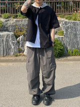 Matching color hooded short sleeved shirt 4C