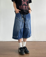 Rough Double Knee Half Denim Pants
