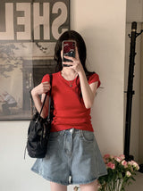 Double Belt Loop A-Line Denim Shorts (2color)