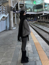 Vintage steel suede long boots