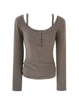 Mocha Stripe Layered Tee 233237262